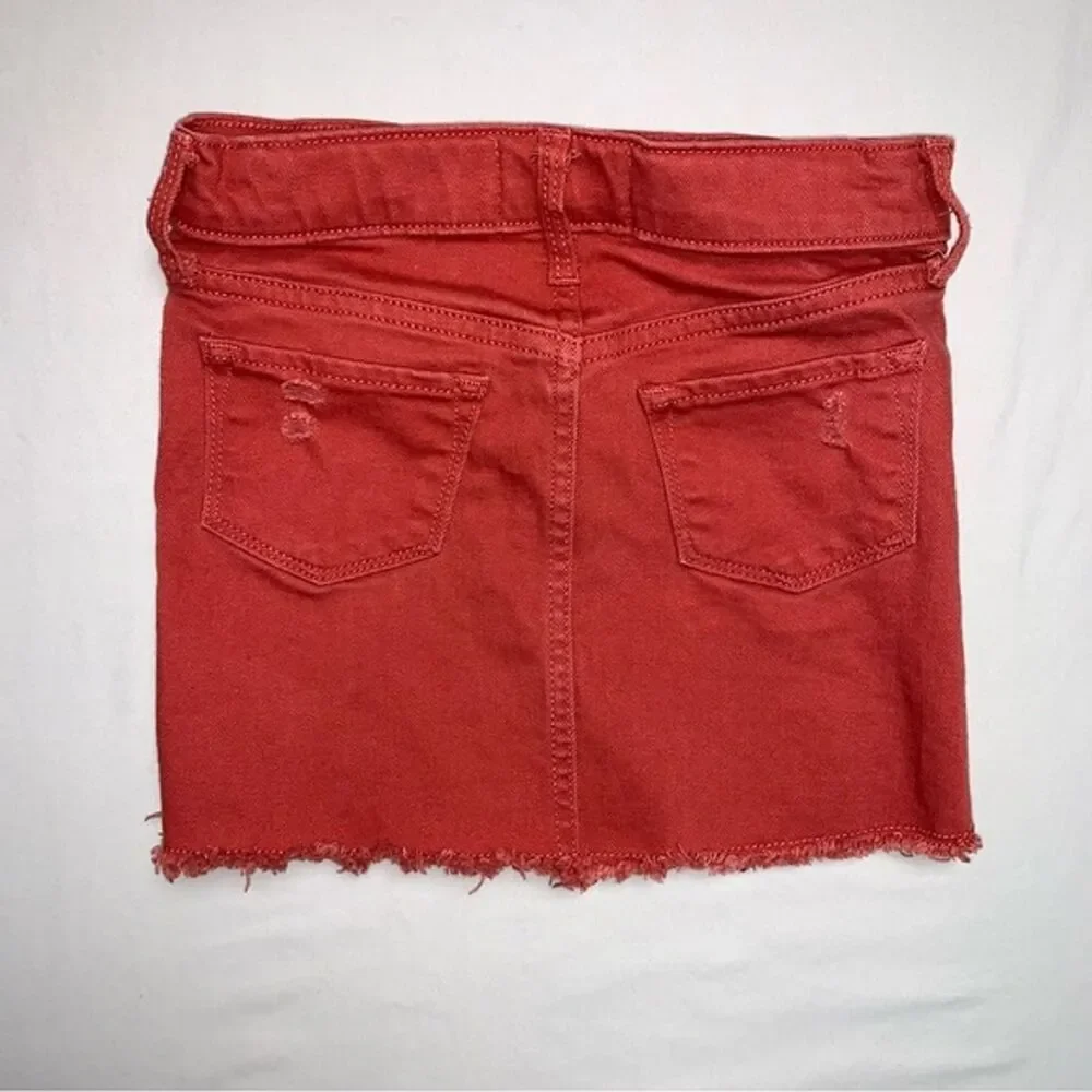 Old Navy Colored Denim Jean Skirt Girl’s 5 Rust Orange Summer Adjustable Waist